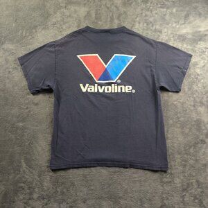 Vintage Y2k Valvoline Shirt Adult Mens Large Faded Dark Blue Short Sleeve